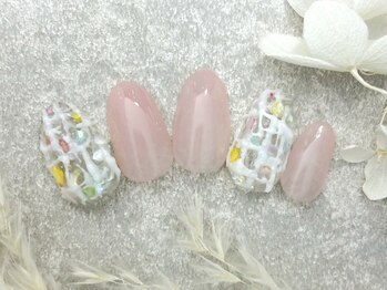 ぷくぷくチェックネイル