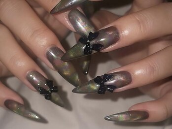 ジェミーネイル エビス(Jemiy nail ebisu)/個性派オーロラマグネットリボン