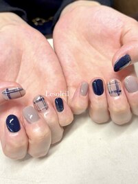 ネイビー×チェック　byあやか