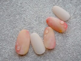 ピーチグラデーション水滴ネイル