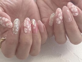 春ピンクネイル　桜ネイル