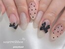 ハートドットリボンネイル