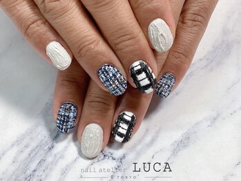 ネイルアトリエルカ(nail atelier LUCA)/W-3 ブラックツイードネイル