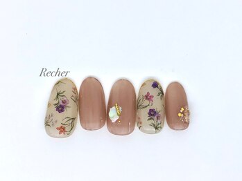 ネイルサロンリシェ 烏丸御池(Recher)/お花goldフレンチ