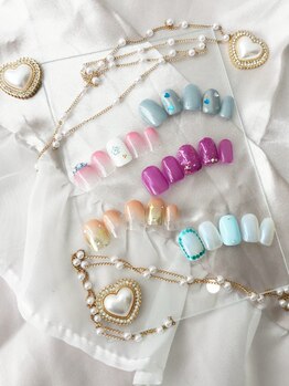 ネイルチップス 霧島店(NAIL TIPS)の写真/《鹿児島で4店舗☆初めてのネイルはNAIL TIPSへお任せ》7月限定！選べる5種の月替わりハンドネイル¥4500♪
