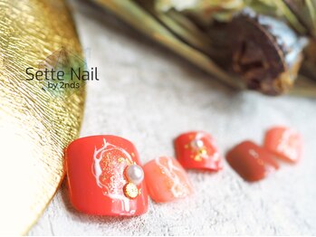 セッテネイル(Sette Nail)/ラインアート×オレンジ[フィル]