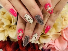 ダブルネイル(Double Nail)/【ほり】ラメ×ヒョウ柄