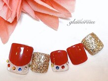 ネイルグラマラス 西新井店/《フットネイル》変形フレンチ