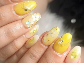 お花イエローネイル