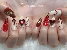 ピオミエルネイル 新宿(pio miel nail)/ドット×ショコラ恋ネイル