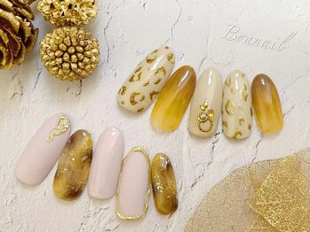 ボネール(nail ＆ eyelash Bounail)/ヒョウ柄　べっ甲　メタリック