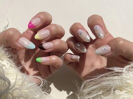 カラフルフレンチと花ホログラム