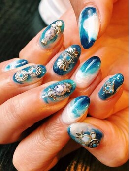 ヘアーアンドネイル ビビット(bbt)の写真/ベテランスタッフが豊富なカラー×パーツであなたの指先を彩ります♪繊細なアートと色彩の虜になる人続出☆