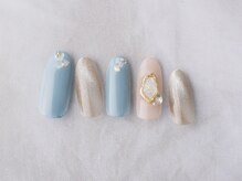 ネイルプラザ 河原町OPA店(NAIL PLAZA)/ブルー×シェルネイル
