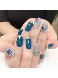 大理石風×グリーン