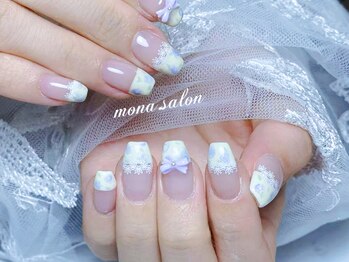 モナサロン(Mona salon)/フレンチ花柄レースネイル