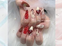 ピオミエルネイル 新宿(pio miel nail)/ドット×ショコラ恋ネイル