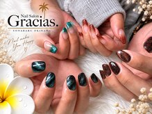 グラシアスドット(GRACIAS.)/好きピと♪秋色個性派柄ネイル