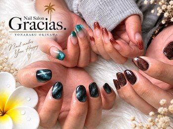 グラシアスドット(GRACIAS.)/好きピと♪秋色個性派柄ネイル