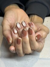 チャフ ネイルアンドアイラッシュ(CHAFF nail&eyelash)/秋色マグ＋ミラーフレンチ