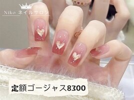 グラデーション×ハートネイル