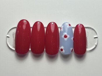 ジョアネイル(JOA Nail)/フラワー/赤ネイル/シンプル/夏