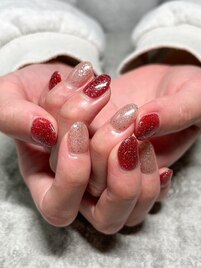 ガラスフレンチブライダルネイル