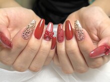 ユニネイル 池袋(Uni Nail)/ボルドーリボンネイル♪