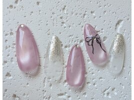 ブラックリボンマグネットネイル