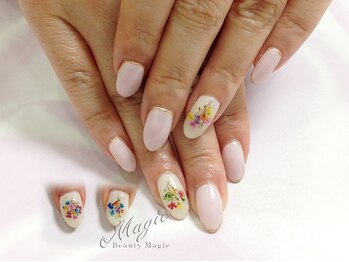 ネイルサロン ビューティーマジック 川口店/シンプル押し花ネイル