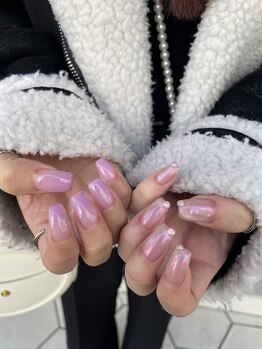 ロミー(Rommy)/うるうるピンクオーロラネイル