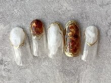 エムドットネイル 池袋(m.nail)/べっこう×ホワイトニュアンス