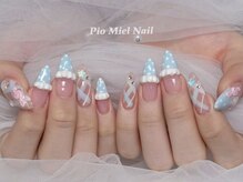 ピオミエルネイル 新宿(pio miel nail)/ゆめかわ水色ネイル
