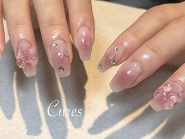 秋色キラキラチークネイル
