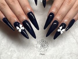 ネイビー×リボン