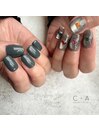 カラフルハートビジューネイル