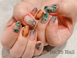 ターコイズ天然石ネイル