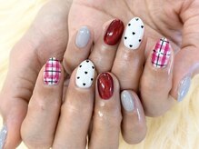 ディーネイル 池袋(D-nail)/【森】ボルドー チェックネイル