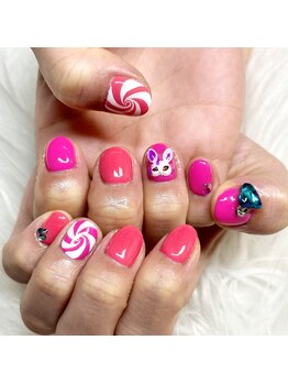 マイオティック ネイル(miotic nail)/ピンク渦巻デザイン