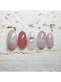 ピンク × チェックネイル♪