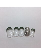 クリスタルネイル ボンベルタ橘店(CRYSTAL NAIL)/フレンチ×埋め尽くしネイル