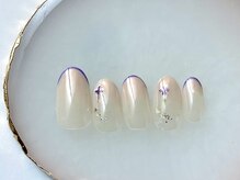 ワイドット(y.)/ベージュ×パープル×一輪花