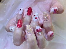 ネイルサロン ジェイ(Nail Salon J)/いちごハートリボンアートネイル