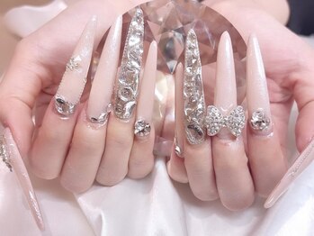 ロング埋め尽くしワンホンネイル