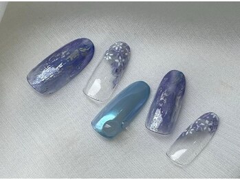 スピードネイル アンド アイ 宮交シティ店/#76 【お花×blue】