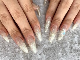 ラメグラデーション+パーツ