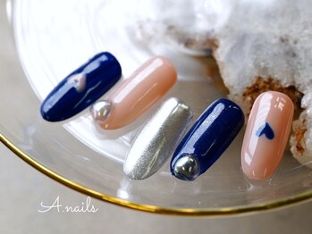 エーネイルズ 心斎橋(A.nails)/手描きハート