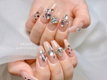 ワンカラービジューネイル