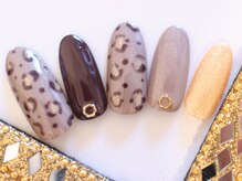 ネイルサロン あかねいろ/秋冬　大人レパード　ハンド