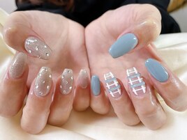 ちぐはぐチェックネイル